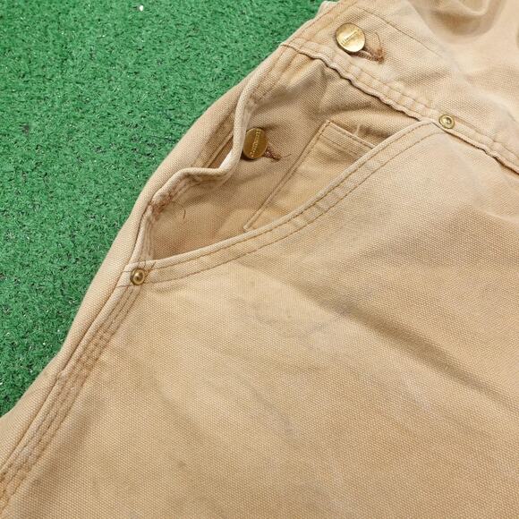 Carhartt Bib Overalls Mens 38x30 Brown Duck Double Knee Workwear Canvas R01 BRN - Picture 6 of 16